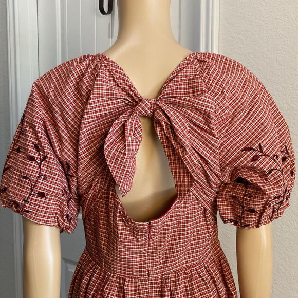 Madewell Embroidered Bubble-Sleeve Midi Dress Size 4 - Picture 6 of 17